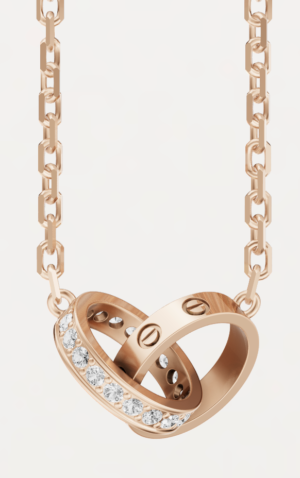 PENDENTIF LOVE, SEMI-PAVÉ OR ROSE