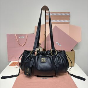 MIU MIU-Sac epaule fronce noir anneaux