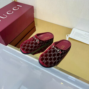 Gucci - Mules plates - Rouge monogramme