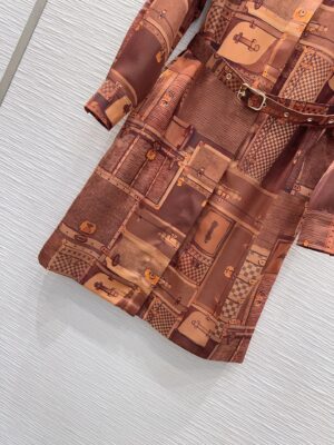 Louis Vuitton - Robe chemise imprimé ceinturée - Terracotta