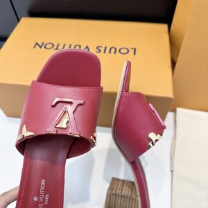 Louis Vuitton - Mules plates - Rose fuchsia logo LV