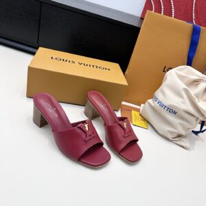 Louis Vuitton - Mules à talon - Rose framboise logo LV