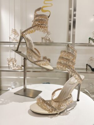 Rene Caovilla - Sandales à talon - Champagne strass