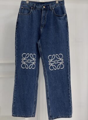 Loewe - Jean droit anagramme brodé - Bleu denim