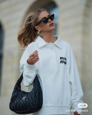 Miu Miu - Sweat oversize logo imprimé - Ivoire