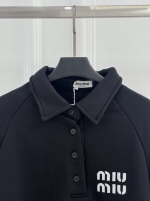 Miu Miu - Sweat à capuche logo brodé - Bleu marine