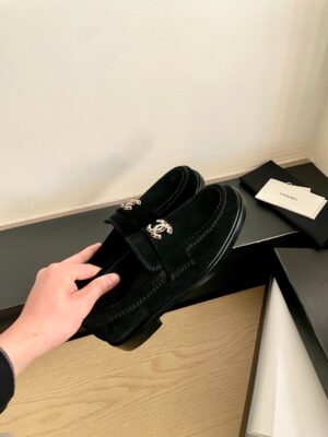 Chanel - Mocassins - Noir cuir logo CC