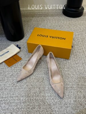 Louis Vuitton - Escarpins à talon - Beige rosé monogramme strass