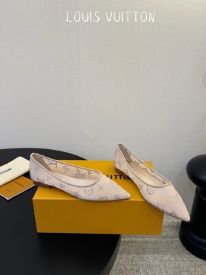 Louis Vuitton - Ballerines pointues - Beige nude monogramme strass