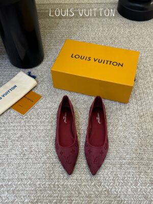 Louis Vuitton - Ballerines pointues - Rouge framboise monogramme strass