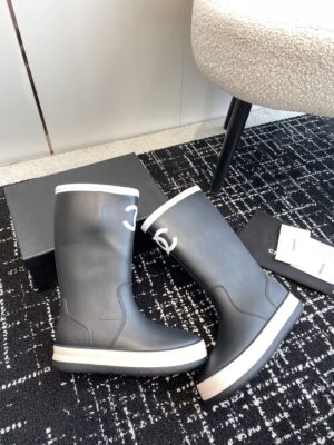 Chanel - Bottes de pluie - Noir logo CC