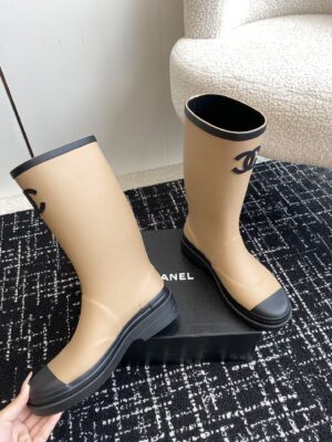 Chanel - Bottes de pluie - Beige logo CC