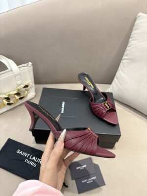Yves Saint Laurent - Mules à talon - Bordeaux logo YSL