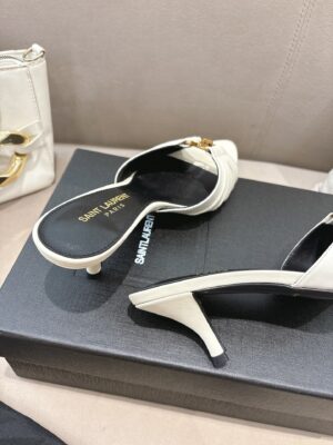Yves Saint Laurent - Mules à talon - Blanc plissé