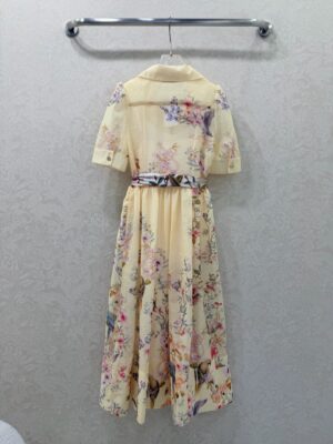 Zimmermann - Robe midi manches courtes imprimé floral - Jaune