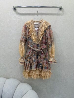 Zimmermann - Robe courte volants imprimé baroque - Multicolore