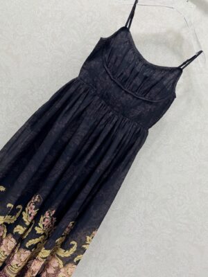Zimmermann - Robe longue bretelles broderie florale - Noir