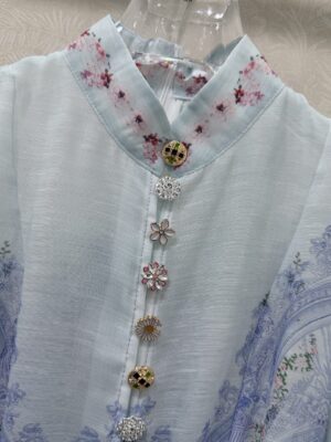 Zimmermann - Robe longue manches longues imprimé floral - Bleu clair