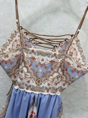 Zimmermann - Robe longue bretelles imprimé floral - Bleu