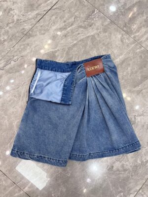 Loewe - Jupe courte drapée denim - Bleu