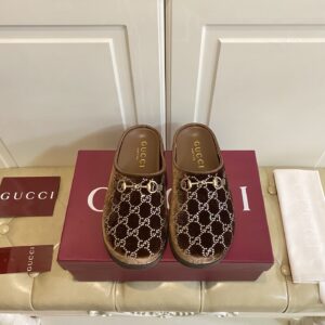 Gucci - Mules plates - Marron monogramme