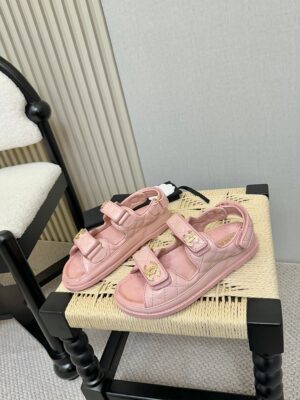 Chanel - Sandales plates - Rose pastel