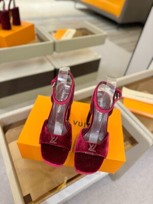 Louis Vuitton - Sandales plateforme - Bordeaux velours