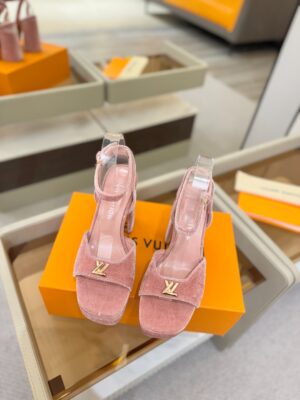 Louis Vuitton - Sandales plateforme - Rose velours