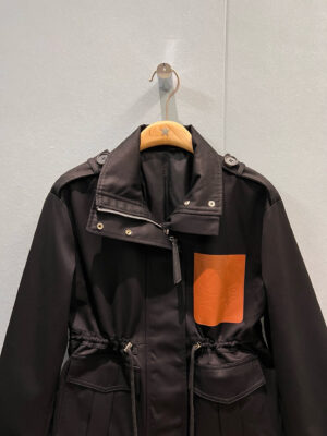 Loewe - Veste en cuir poche contrastée - Marron foncé