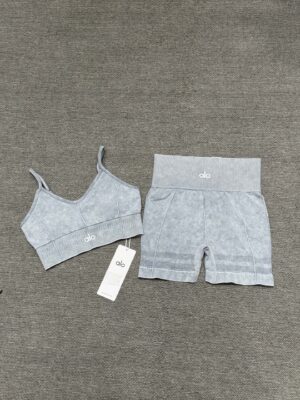 Alo - Ensemble sport brassière short - Gris clair