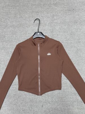 Alo - Veste sport cropped zippée - Marron
