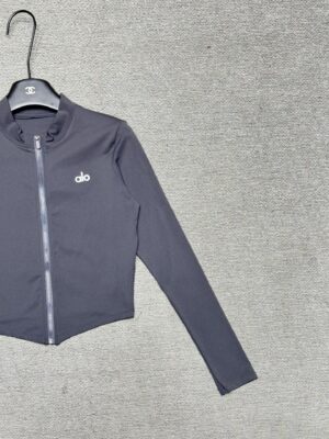 Alo - Veste sport cropped zippée - Gris anthracite