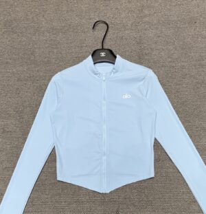 Alo - Veste sport cropped zippée - Bleu ciel