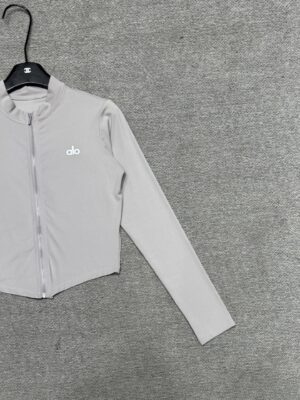 Alo - Veste sport cropped zippée - Gris clair