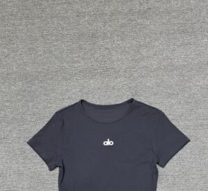 Alo - T-shirt ajusté logo brodé - Gris anthracite