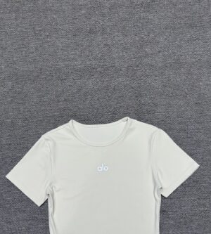 Alo - T-shirt ajusté logo brodé - Blanc cassé