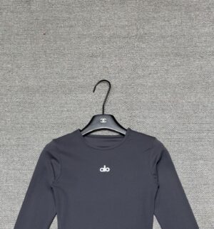 Alo - Top sport manches longues ajusté - Gris anthracite