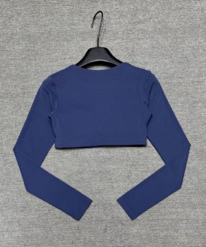 Alo - Top sport cropped manches longues - Bleu marine