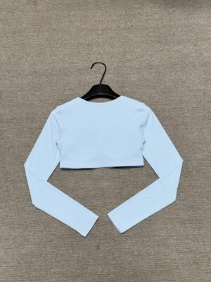 Alo - Top sport cropped manches longues - Bleu ciel