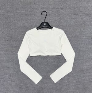 Alo - Top sport cropped manches longues - Ivoire