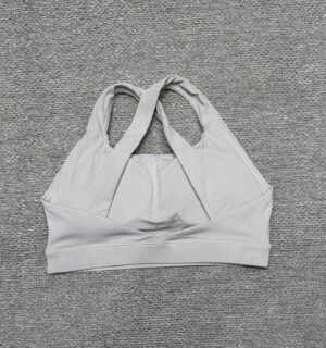Alo - Brassière sport dos croisé - Gris perle