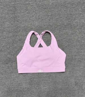 Alo - Brassière sport dos croisé - Rose pastel