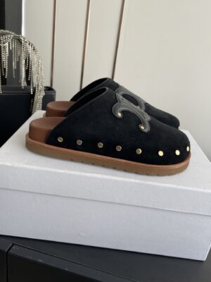 Celine - Mules plates - Noir suede
