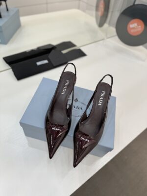 Prada - Escarpins slingback - Bordeaux cuir