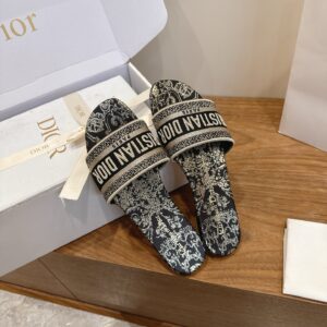 Christian Dior - Mules plates - Monogramme noir et beige