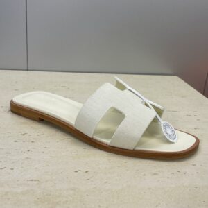 Hermès - Sandales plates - Blanc logo H