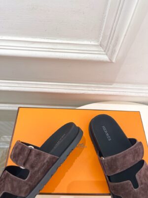 Hermès - Sandales plates - Marron daim