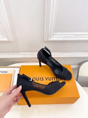 Louis Vuitton - Escarpins à talon bride cheville - Noir monogramme