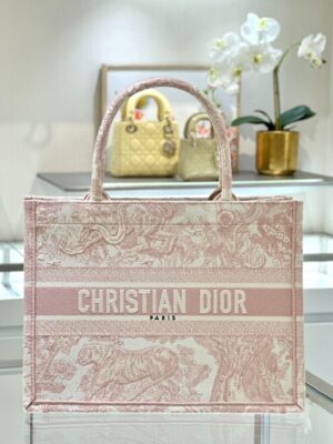 DIOR-Cabas Book Tote toile rose poudre