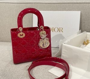 DIOR-Sac a main cannage cuir rouge